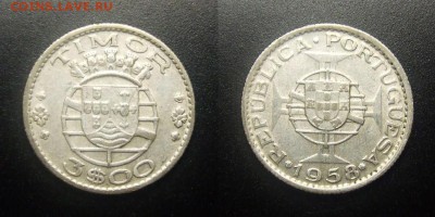 МОНЕТЫ МИРА 12-17 - Португ. Тимор – 3 эскудо (1958) (Ag)
