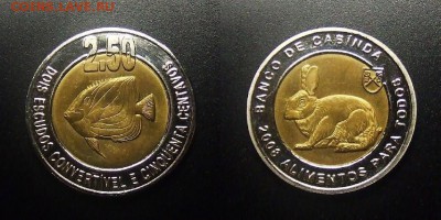 МОНЕТЫ МИРА 12-17 - Кабинда – 2,5 эскудо (2008) «Заяц; рыба» (бм)