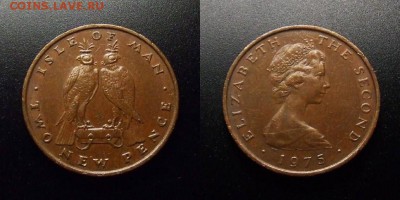 МОНЕТЫ МИРА 12-17 - Остров Мэн – 2 новых пенса (1975) «Два сокола» (XF) №1