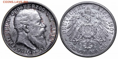 2 марки 1907 Баден посмертные, на оценку - Germ_Baden_2M_1907