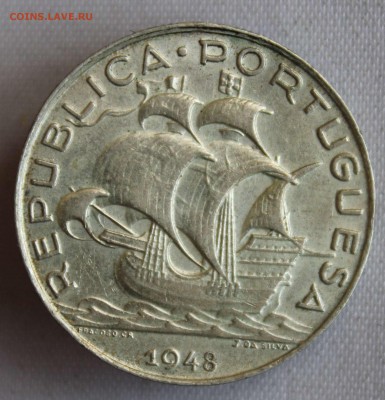 С 1 РУБ.ПОРТУГАЛИЯ 5 эскудо 1948г. ПАРУСНИК до 13.01 в 22-00 - IMG_0523
