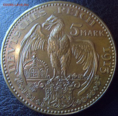 5 марок 1913 Вильгельм II, в меди. Пробник, оригинал? - 2.JPG