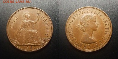 МОНЕТЫ МИРА 12-17 - Великобритания – 1 пенни (1967) «Елизавета II» №3
