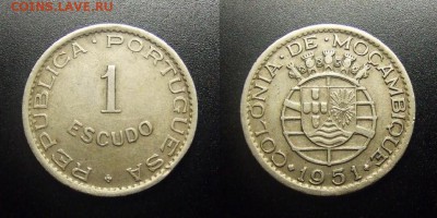 МОНЕТЫ МИРА 12-17 - Португ. Мозамбик (колония) – 1 эскудо (1951)