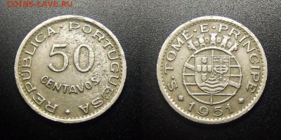 МОНЕТЫ МИРА 12-17 - Португ. Сан-Томе и Принсипи – 50 сентаво (1951) №1