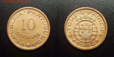 МОНЕТЫ МИРА 12-17 - Португ. Сан-Томе и Принсипи – 10 сентаво (1962)