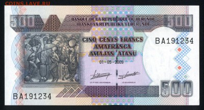 Бурунди 500 франков 2009 unc 14.01.18 22:00 мск - 1