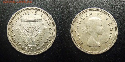 МОНЕТЫ МИРА 12-17 - Южная Африка – 3 пенса (1956) «Гигантская протея; Елизавета II» (Ag) №1