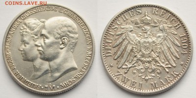 Германия 2 марки 1904г. Мекленбург-Шверин, Свадьба - 2марки1904_1