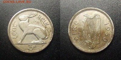 МОНЕТЫ МИРА 12-17 - Ирландия – 3 пенса (1950) «Заяц»