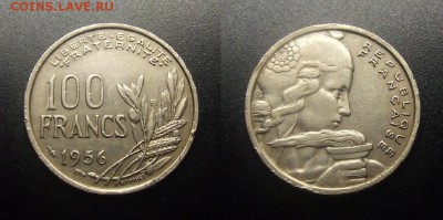 МОНЕТЫ МИРА 12-17 - Франция – 100 франков (1956 В)