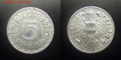 МОНЕТЫ МИРА 12-17 - Австрия – 5 шиллингов (1952) алюм. (d-31мм) №1-2