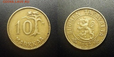 МОНЕТЫ МИРА 12-17 - Финляндия – 10 марок (1952)