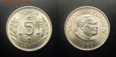 МОНЕТЫ МИРА 12-17 - Тонга – 5 сенити (1968) «ТауфаАхау Тупоу IV – король Тонга»