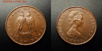 МОНЕТЫ МИРА 12-17 - Остров Мэн – 2 новых пенса (1975) «Два сокола» (XF) №2