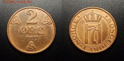 МОНЕТЫ МИРА 12-17 - Норвегия – 2 эре (1939) бронза №1