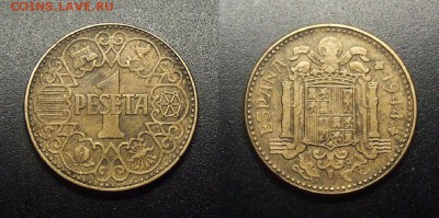 МОНЕТЫ МИРА 12-17 - Испания – 1 песета (1944) №2-2