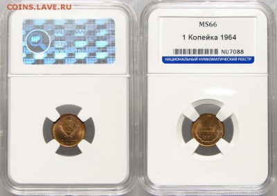 1 КОПЕЙКА 1964 г  MS 66 HHP до 15,01 до 23,00 мск - Zf-dsH9OwaI