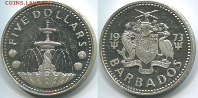 Барбадос 5 долларов 1973 с 200 р! до 22-00мск 13.01 - bar-5d-1973