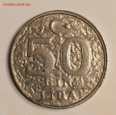 50000 лир 2000г.(50 Bin Lira)Турция-Ататюрк 14.01.2018 с руб - бин лир