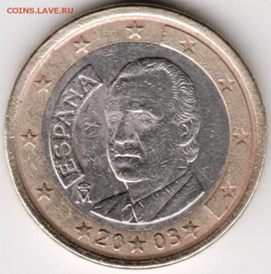 Испания 1 евро 2003 г. до 24.00 17.01.18 г. - Scan-180111-0016