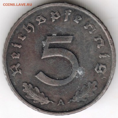 Германия 5 пфеннигов 1940 г. "А" до 24.00 18.01.18 г. - Scan-180112-0029
