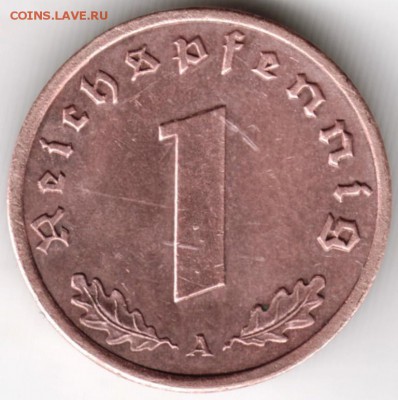 Германия 1 пфенние 1939 г. "А" до 24.00 18.01.18 г. - Scan-180112-0030