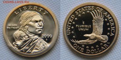 1$ США Сакагавеи в пруфе. Разные. И халф с Кеннеди 1971-го. - Сакагавея 2000
