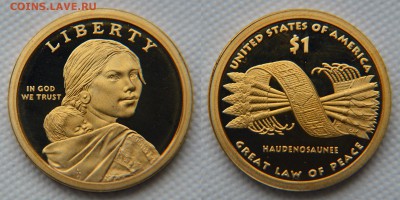 1$ США Сакагавеи в пруфе. Разные. И халф с Кеннеди 1971-го. - Сакагавея 2010 1