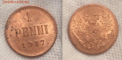 1 пенни 1917 г., UNC До 17.01.2018 22.00 по МСК - penni 1917
