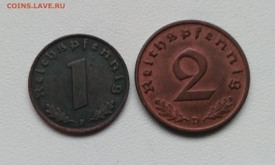 ГЕРМАНИЯ,1+2 рейхспфеннига 1940F|1940D(бронза)!до17.01.2018 - фото 13  января 2018 063