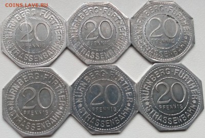 НЮРНБЕРГ,6 монет 20 пфеннигов 1921г(нотгельды)!до17.01.2018 - фото 13  января 2018 077