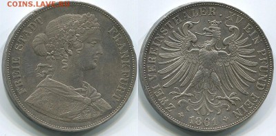 Распродажа! Франкфурт 2 талера 1861 с 200р! до22-00мск 15.01 - gfr-2t-1861