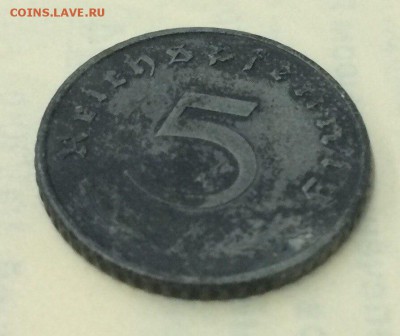 5 рейхспфеннигов(reichspfennig) 1943 с рубля до 19.01.2018 - пфе