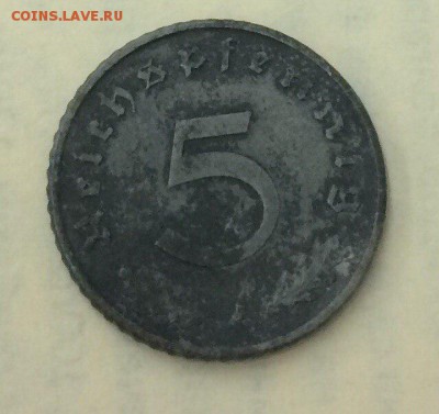 5 рейхспфеннигов(reichspfennig) 1943 с рубля до 19.01.2018 - пфени