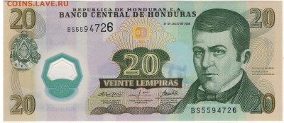 Гондурас 20 лемпира 2008 полимер. 22.01.18 в 22.00мск (Е745) - 1-1гон20а