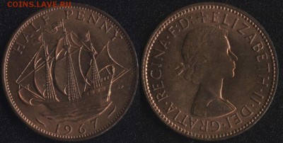 2 пенни 1967 до 22:00мск 19.01.18 - Великобритания 0,5 пенни 1967