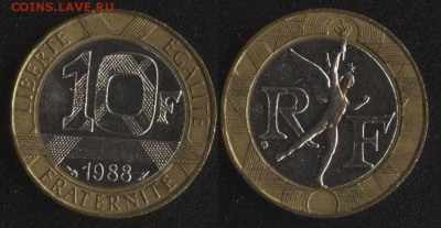 Франция 10 франков 1988 до 22:00мск 19.01.18 - Франция 10 франков 1988