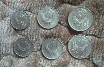 10-15-20 копеек 1956-1957 6 штук в блеске - 56-57б
