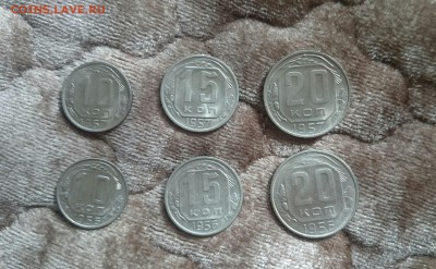 10-15-20 копеек 1956-1957 6 штук в блеске - 56-57а