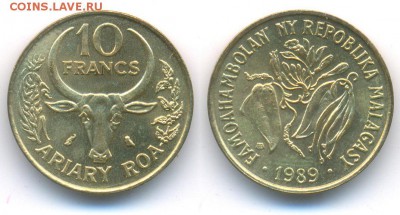 Мадагаскар 10 франков 1989	 до 	23.01.18	 22:00 МСК - 171211_153