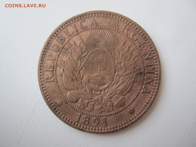Аргентина, 2 сентаво 1891 с 50 руб. до 21.12.18 20.00МСК - 2 сентаво 1891 года Аргентины. Реверс..JPG