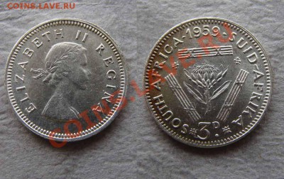 - Ag - Великобритания Ю. Африка 3 пенса 1959 01.04.11 22.00М - 3 ЮА 1959