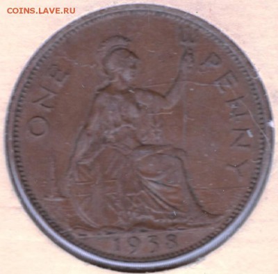 Великобритания 1 пенни 1938 г. до 24.00 26.01.18 г. - Scan-180120-0005