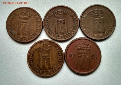 НОРВЕГИЯ,лот из 5-ти монет 1 эре 1948 - 1955г!до 21.01.2018 - фото 20  января 2018 036