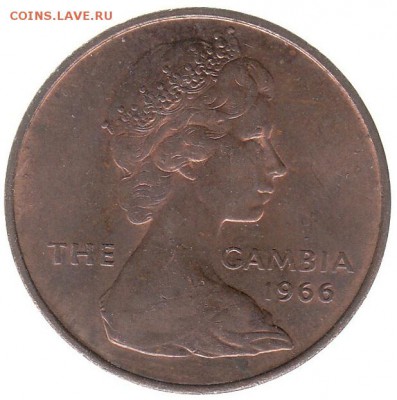 1 пенни Гамбия 1966 до 24.01 в 22.00 - 106-2