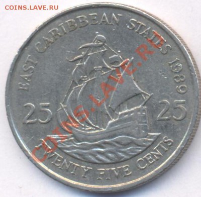 Карибские о-ва 25 центов 1980 г. До 1.04.11 г. 20-00 МСК. - Карибы.1