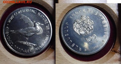 Крона Шайба Армения 100 драм 1998 Армянская чайка WWF фонд - 33a965a41cd16fc4ad41d2ecb89008bb2