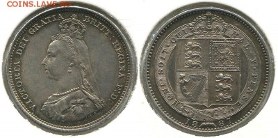 Великобритания шиллинг 1887 - на оценку - gb-1s-1887