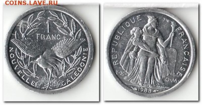 Новая Каледония, 1 франк 1988 года, до 31-01-2018 - 1988